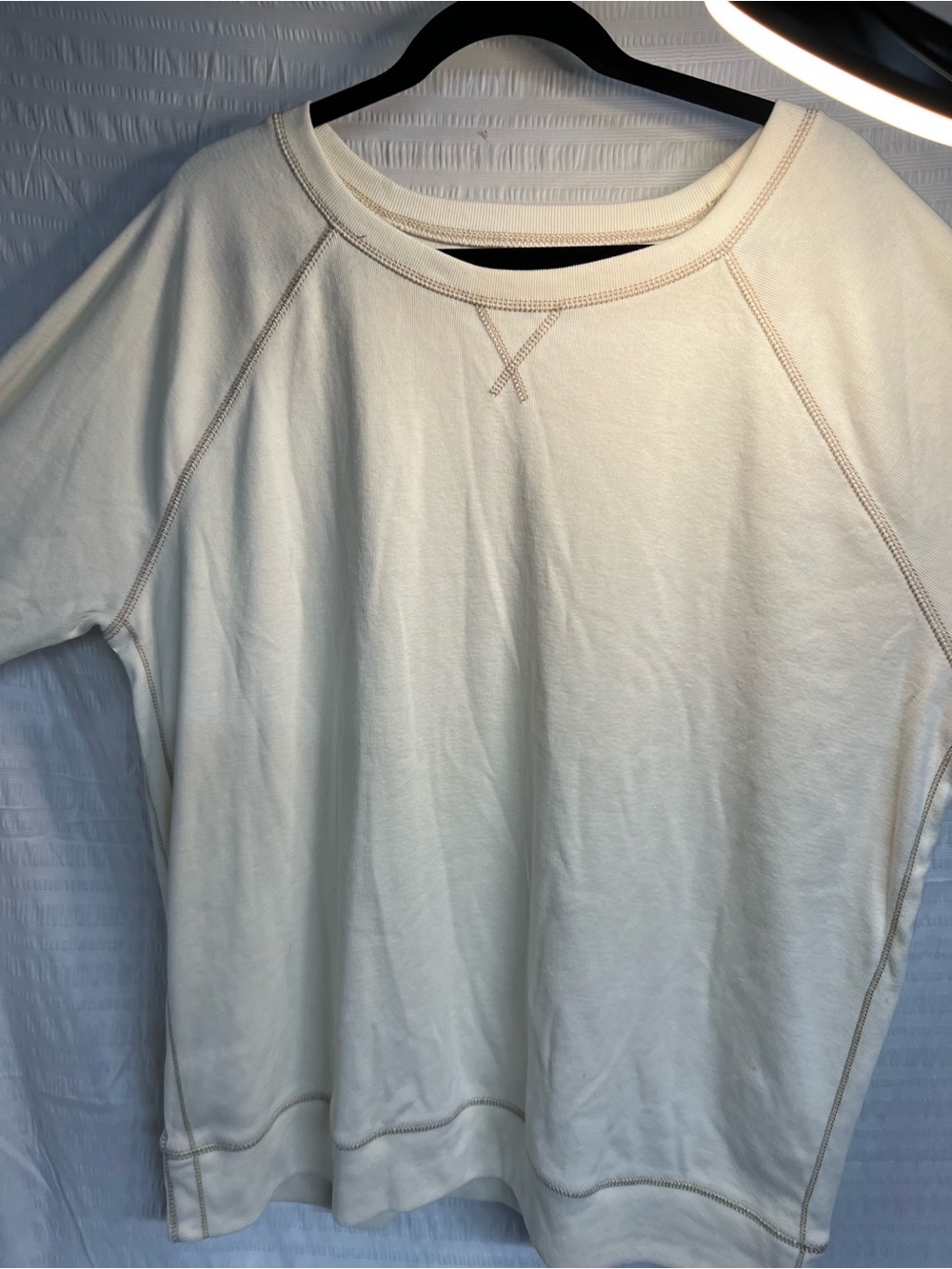 Eddie Bauer Cream Raglan Crewneck Sweatshirt